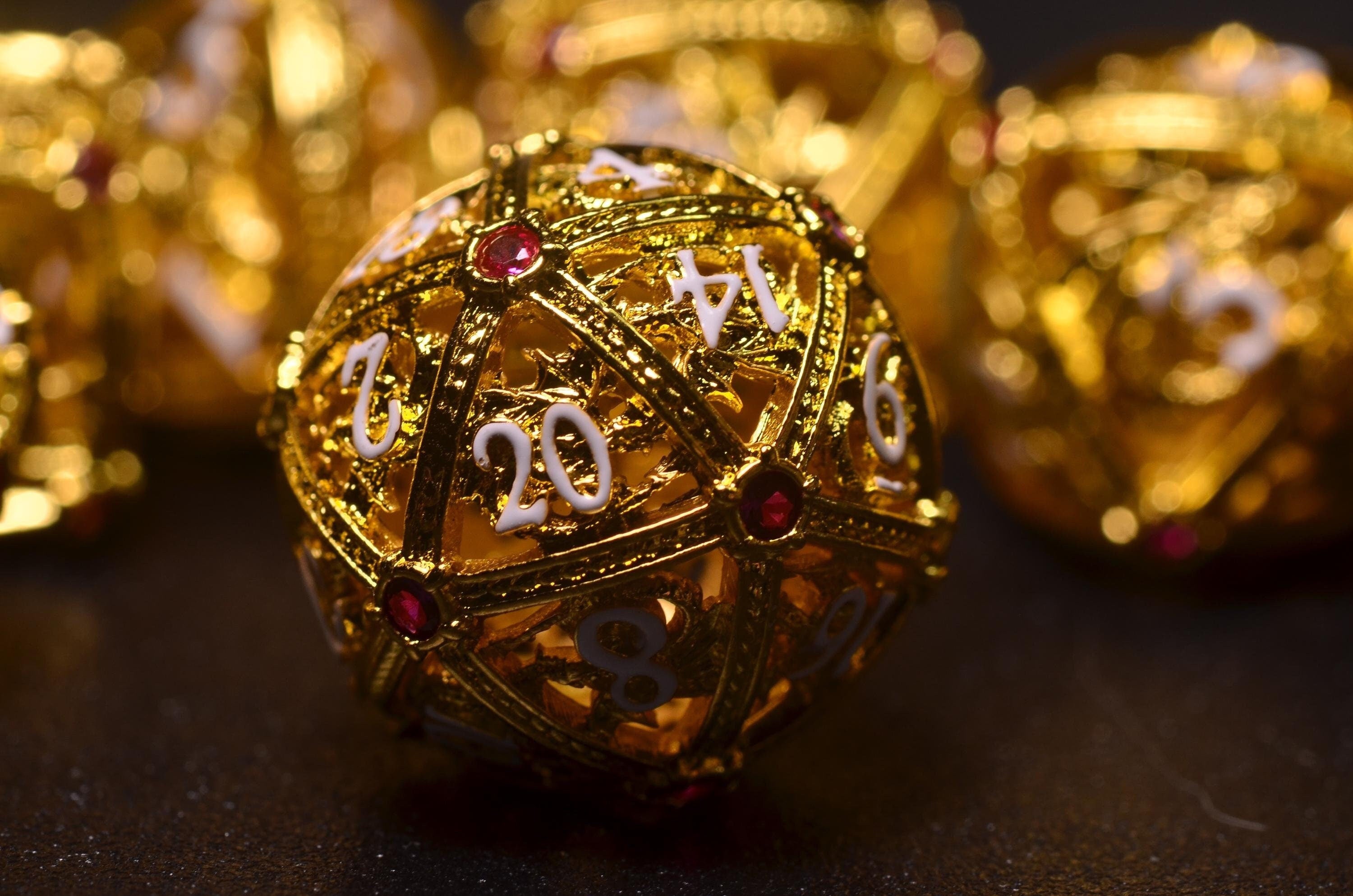 Ruby Hollow Gold Dragon Dice set,Dwarf Dragon Dice,Dungeons and Dragons polyhedral dice set,DICE GIFT