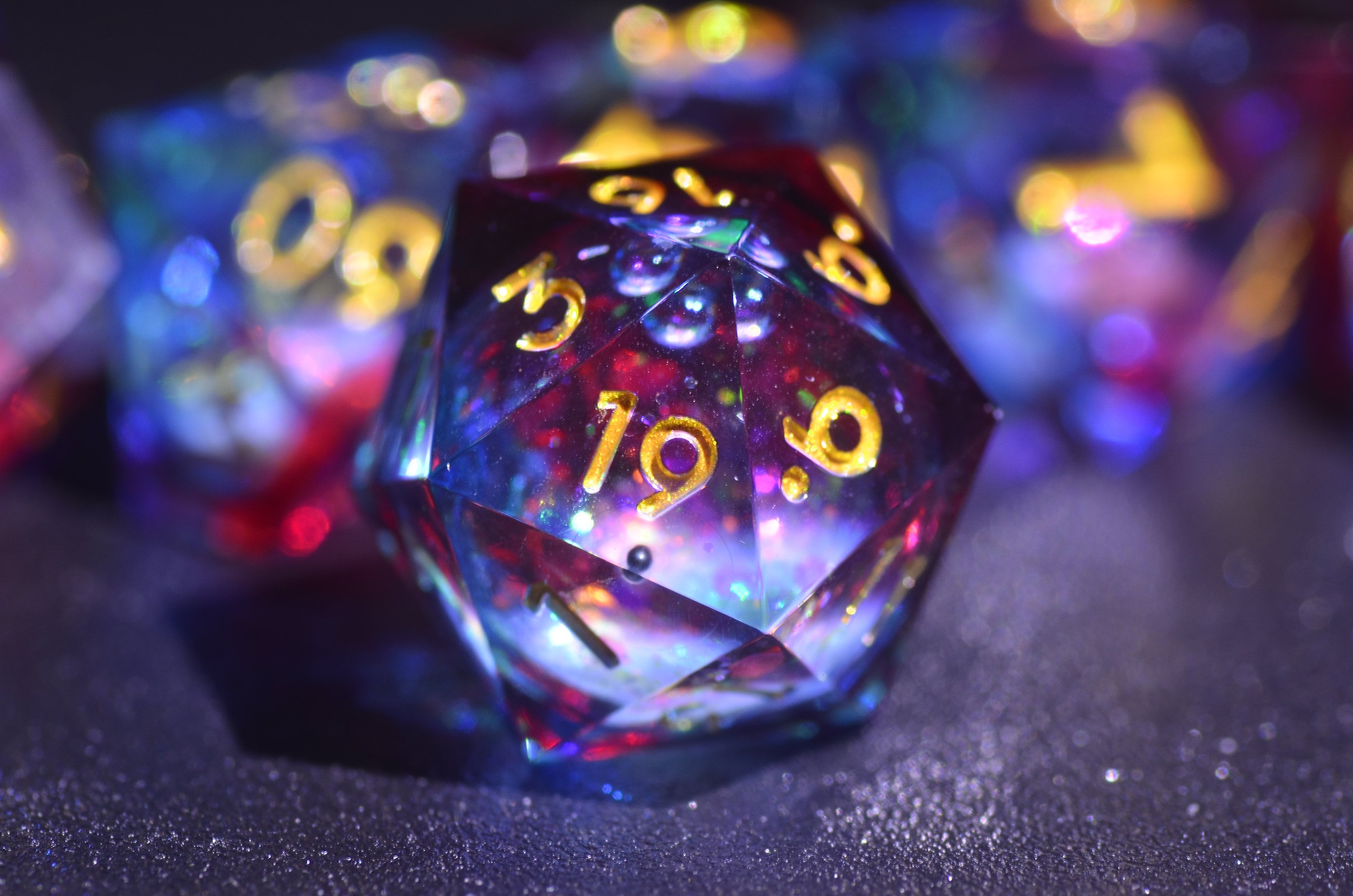 Blood Red Cyber Liquid Core Dice set ,DND Liquid Core dice，D&D Sharp Edge resin dice,Dungeons and Dragons Polyhedral RPG Dice